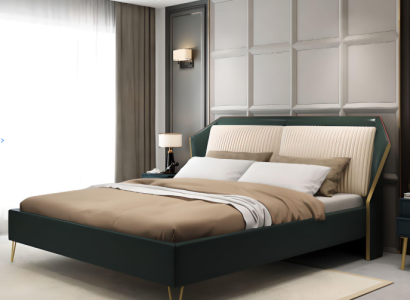 Luxury Textile Bed Double Design Bedroom Beds Metal Green new